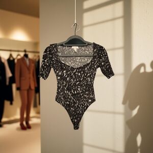 Leith Black and White Fitted Bodysuit